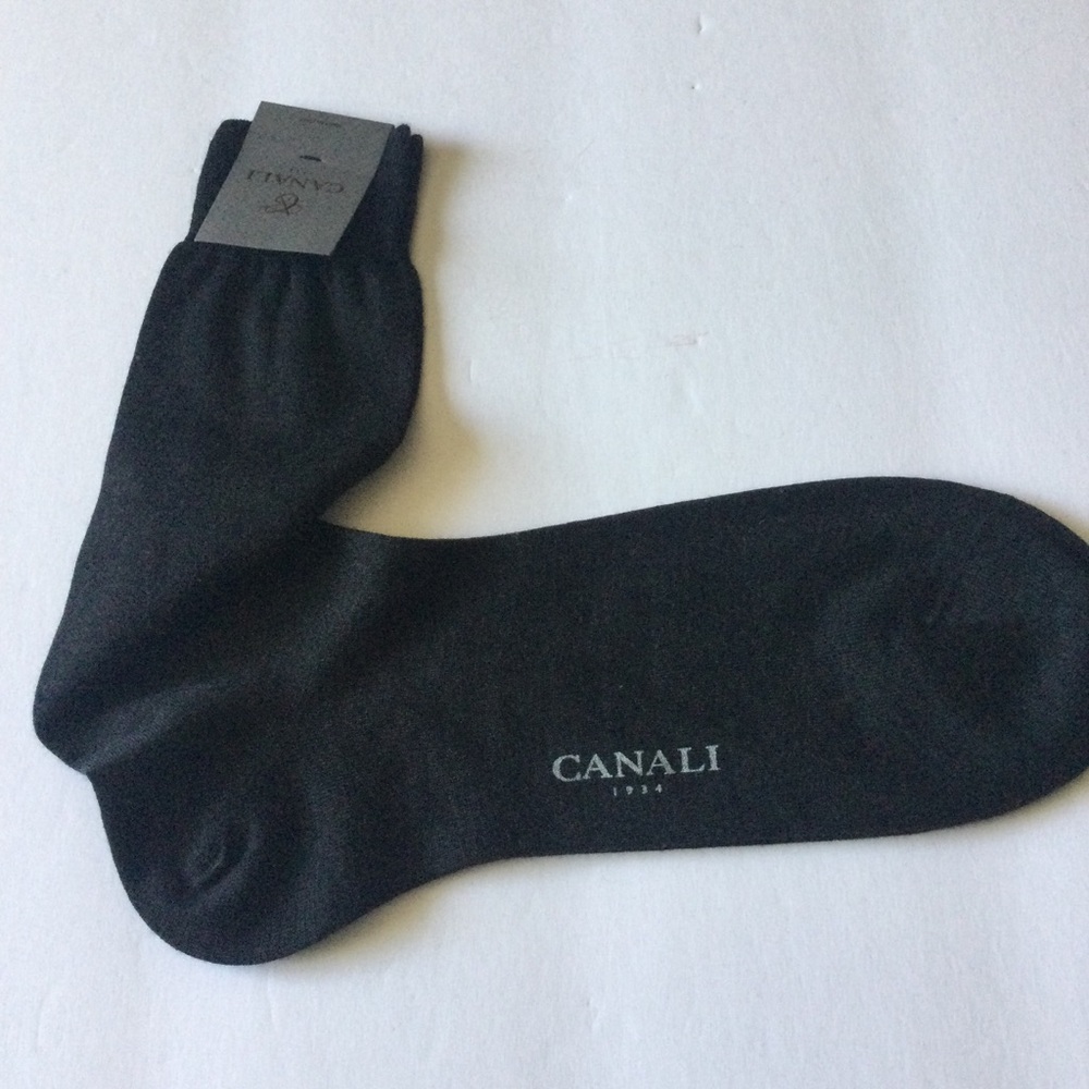 CANALI MENS SOLID LIGHTWEIGHT WOOL BLEND SOCKS CHARCOAL GRAY SIZE LARGE NWT